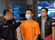 Penyidik dari Polres Metro Jakarta Utara menetapkan TRS (21), senior sekaligus pelaku penganiayaan taruna Sekolah Tinggi Ilmu Pelayaran (STIP) Jakarta, Putu Satria Ananta Rastika (19) sebagai tersangka, Sabtu (4/5/2024).(KOMPAS.com/Dzaky Nurcahyo)